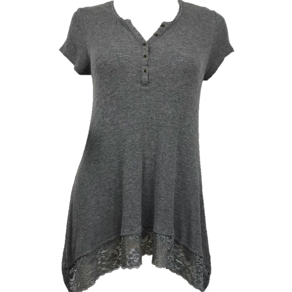 Pink Rose-Gray Lace Trimmed Shirt (351)